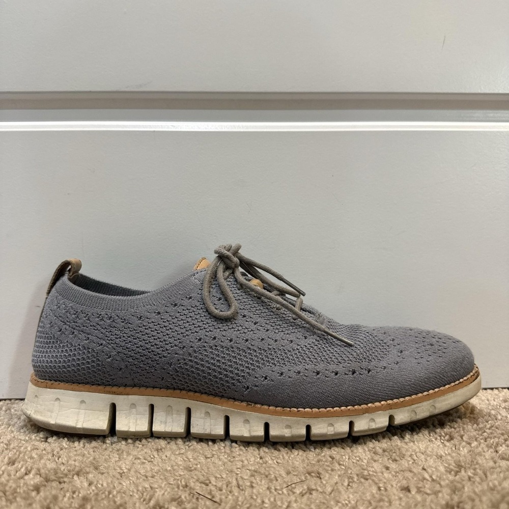 Cole Haan Grand.OS Shoes Mens Size 9.5 Gray Knit Wingtip Lace Up Sneakers C24941